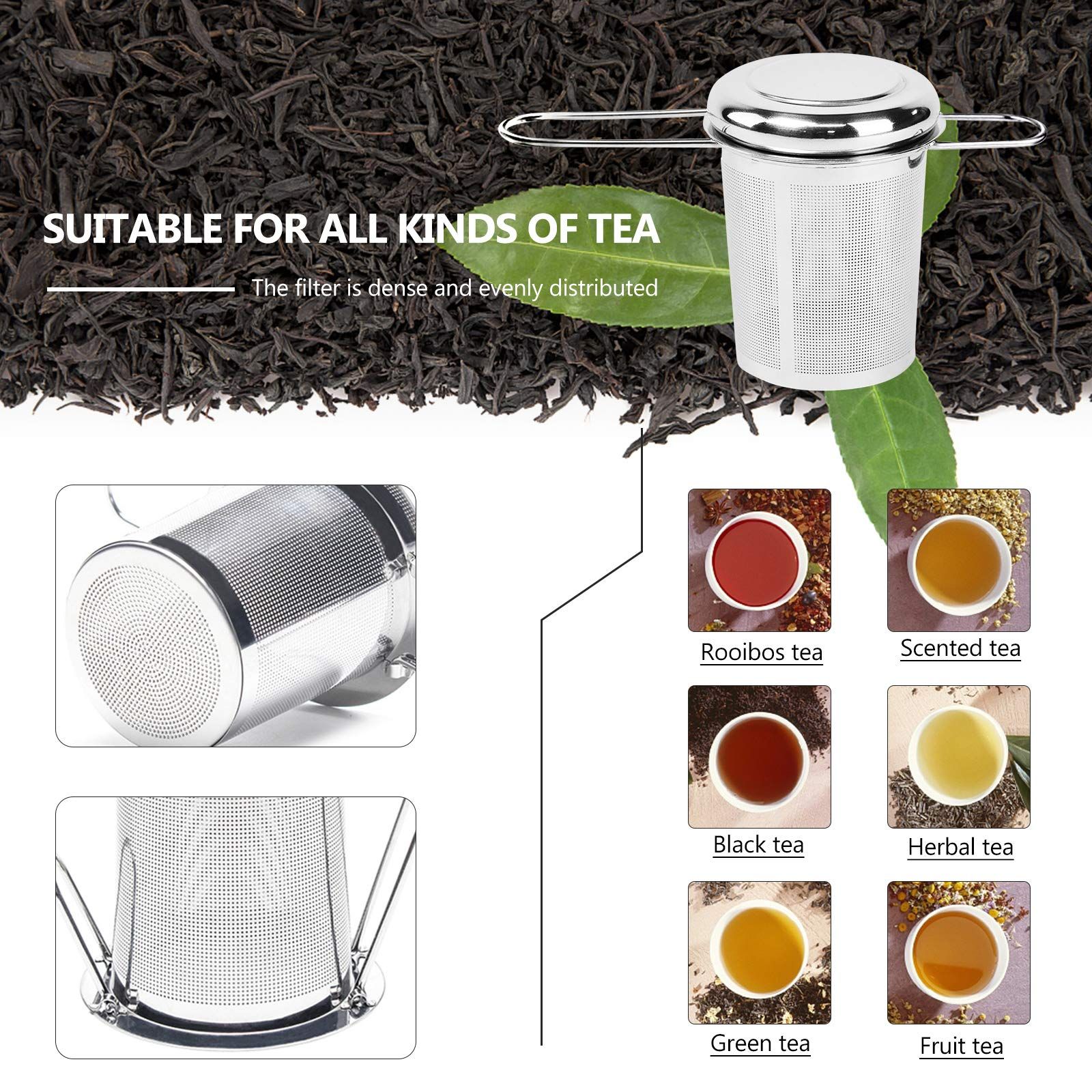 Tea Infuser,Stainless Steel Tea Steeper Fine Mesh Filters, Large Capacity Tea view 4