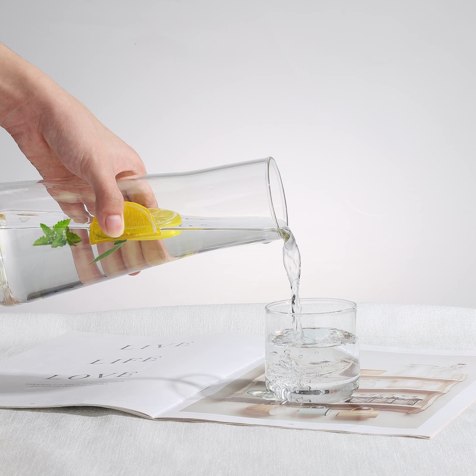 Bedside Water Carafe with Tumbler Glass Set view 3
