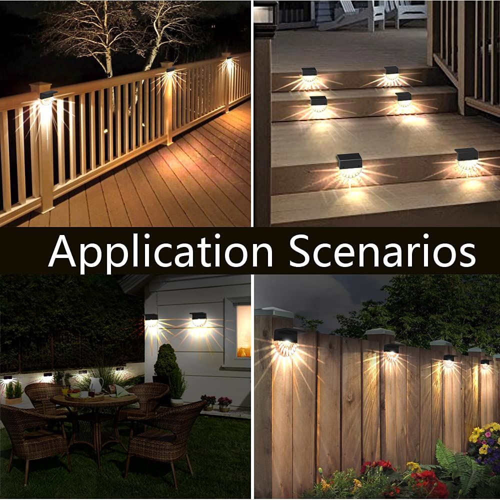 2 PCS Solar Deck Lights,Solar Fence Lights Outdoor Waterproof Led,Outside view 2