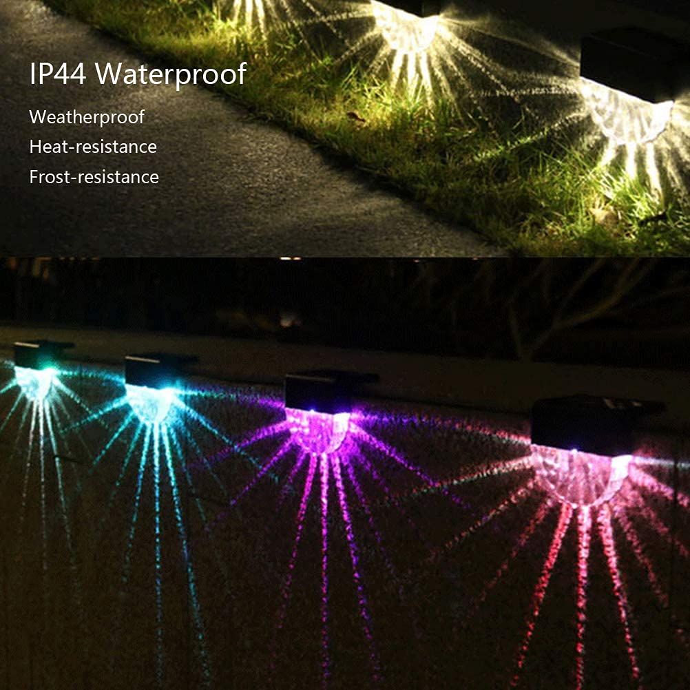 2 PCS Solar Deck Lights,Solar Fence Lights Outdoor Waterproof Led,Outside view 3