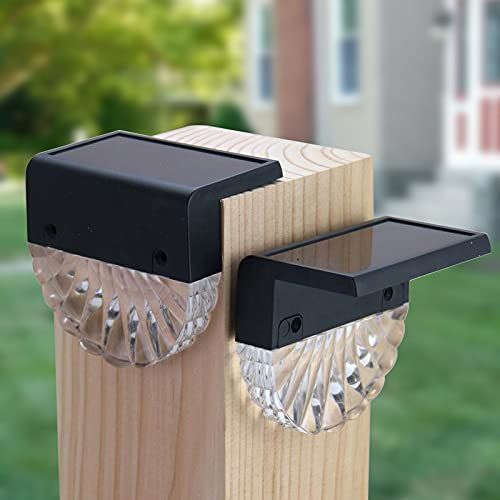 2 PCS Solar Deck Lights,Solar Fence Lights Outdoor Waterproof Led,Outside view 4