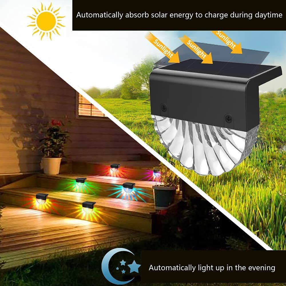 2 PCS Solar Deck Lights,Solar Fence Lights Outdoor Waterproof Led,Outside view 5