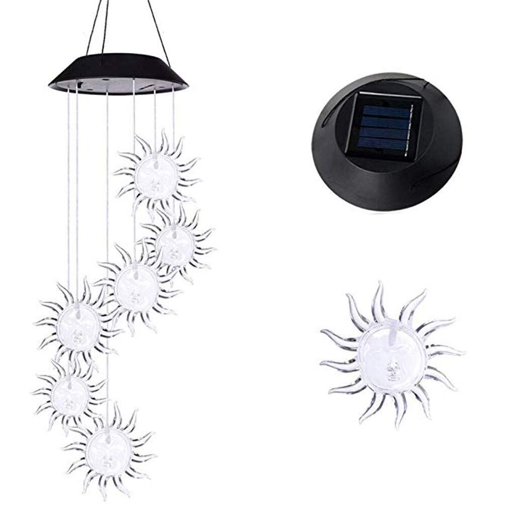 Sun flower solar wind chimes view 3