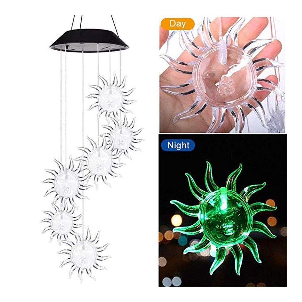 Sun flower solar wind chimes view 4