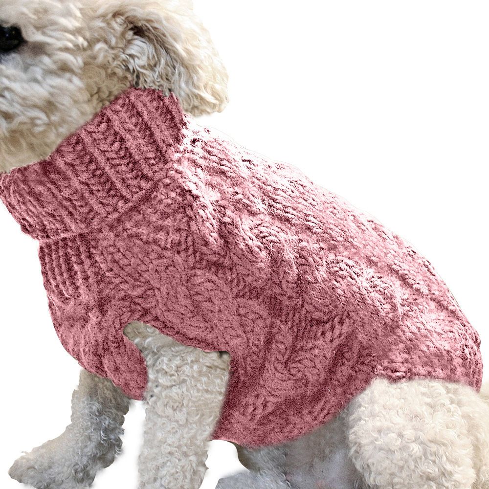 Turtleneck Small Dog Sweater - Classic Cable Knit Winter Coat Dog Cold Weather view 2