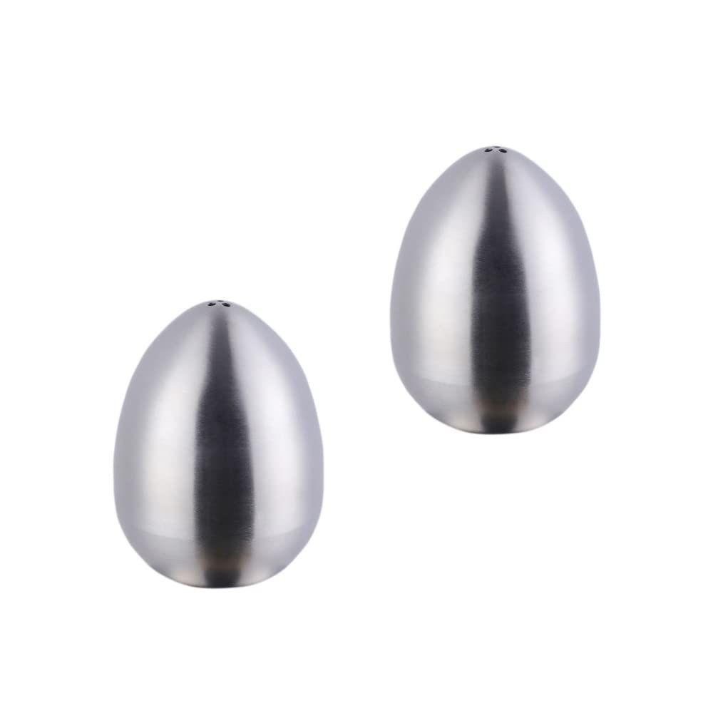 2-Piece Pepper Shakers, Cute Egg Shape Stainless Steel Condiment Jar for Home