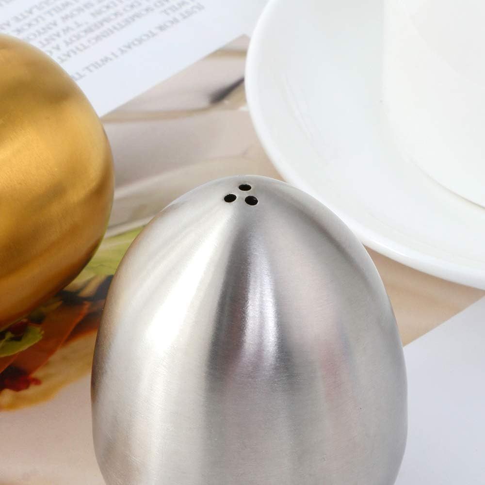 2-Piece Pepper Shakers, Cute Egg Shape Stainless Steel Condiment Jar for Home view 5