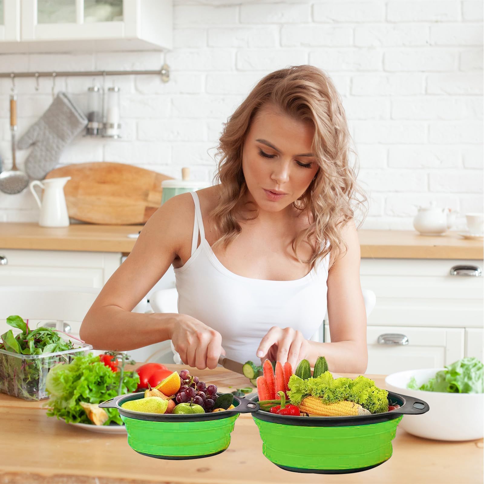 Collapsible Colander, Set of 2 PCS Collapsible Strainer, Space-Saving Kitchen view 2