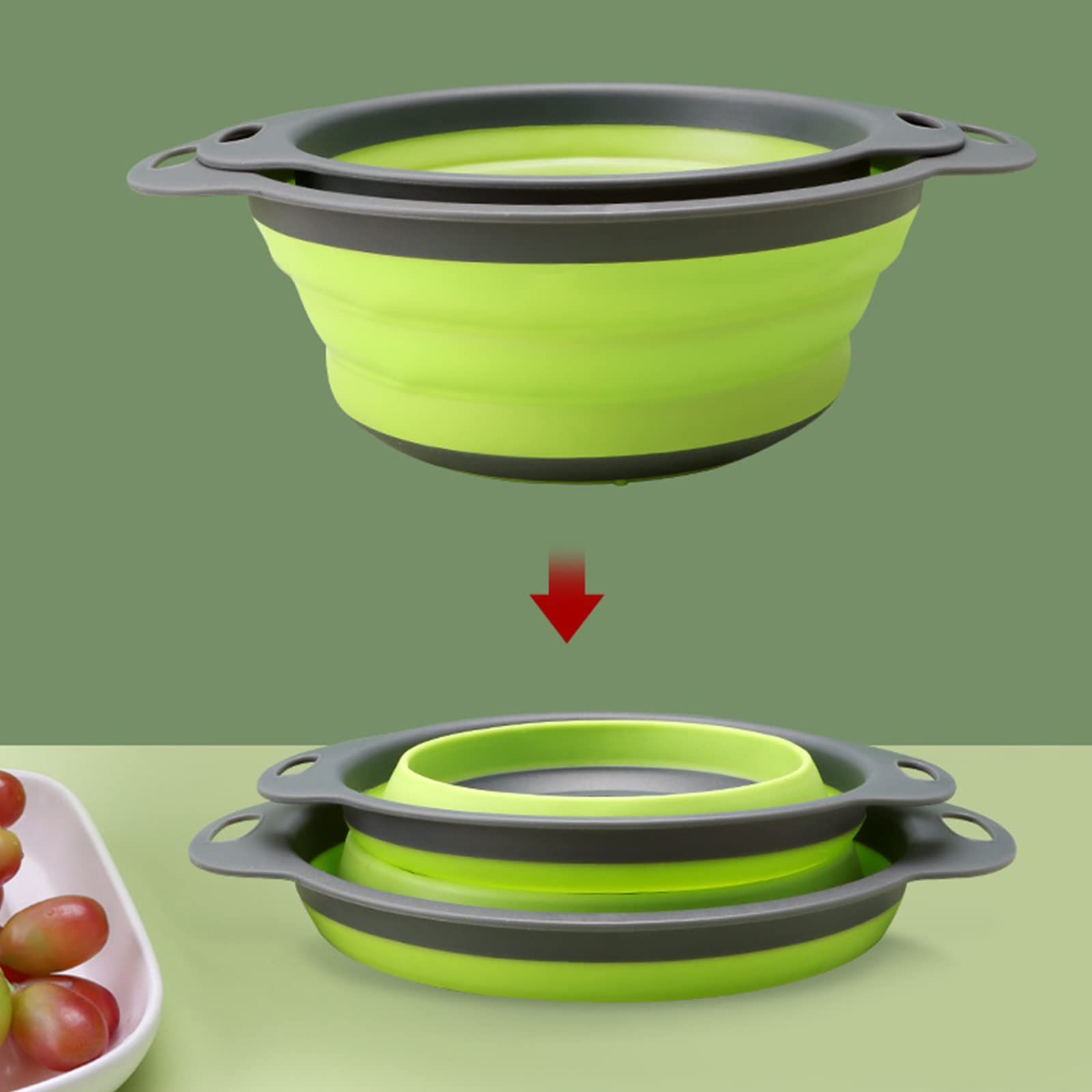 Collapsible Colander, Set of 2 PCS Collapsible Strainer, Space-Saving Kitchen view 3