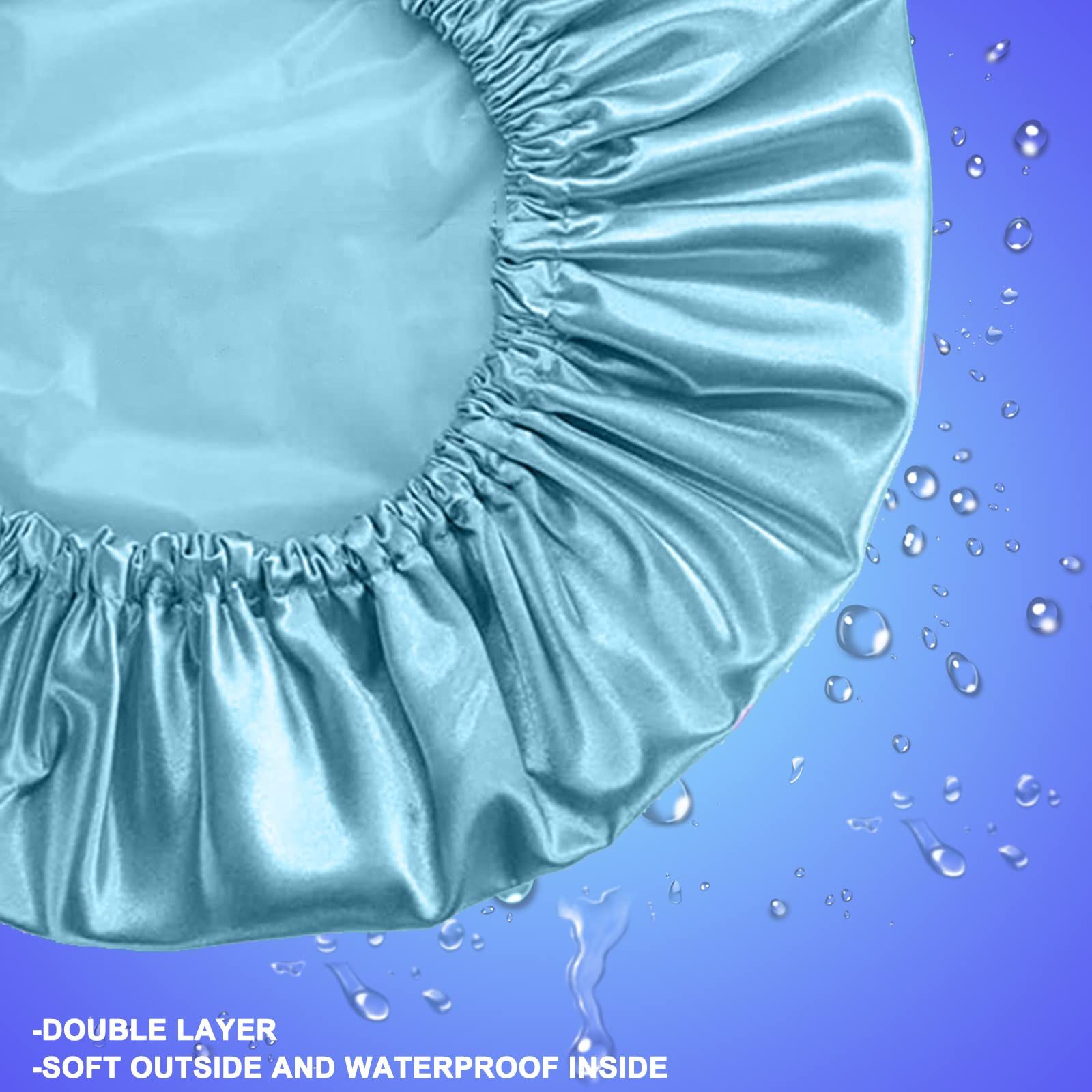 2 pcs Reusable Shower Caps For Women Waterproof Large Shower Cap view 3