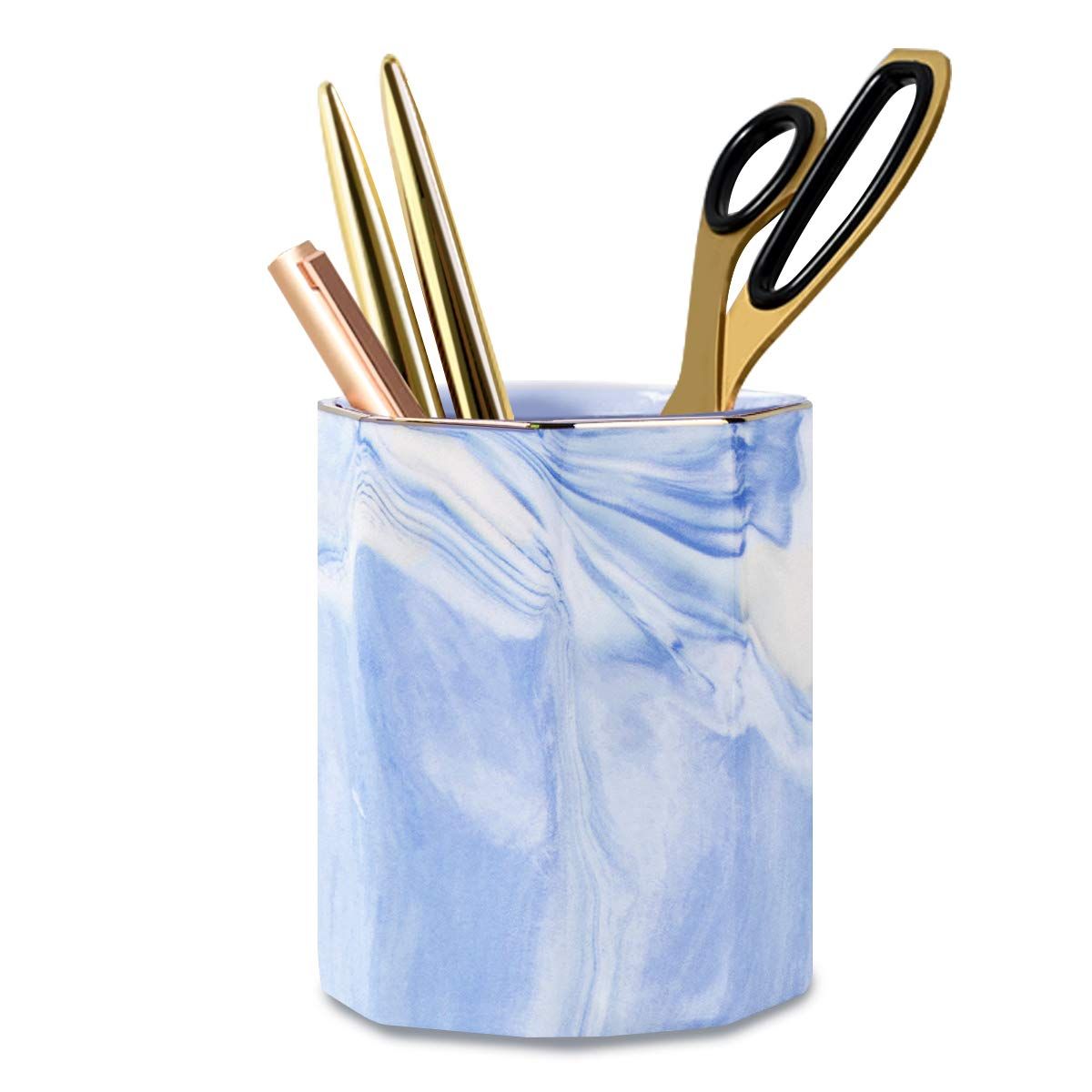 Pencil Holder Cup, Pen Organizer Stand for Desk Cute Marble Pattern Pen Cup