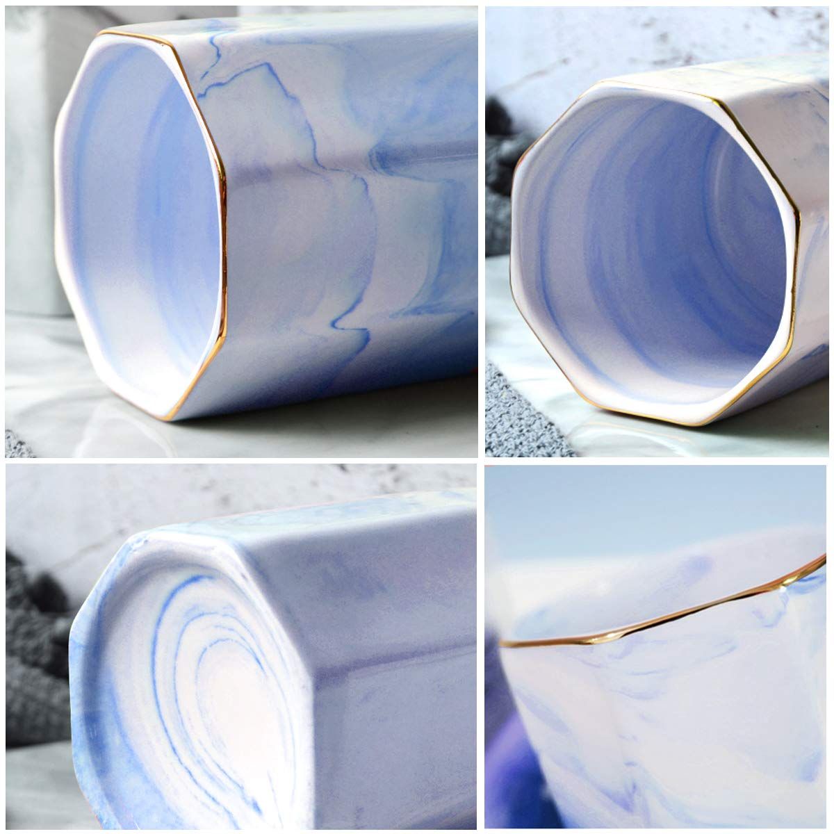 Pencil Holder Cup, Pen Organizer Stand for Desk Cute Marble Pattern Pen Cup view 3