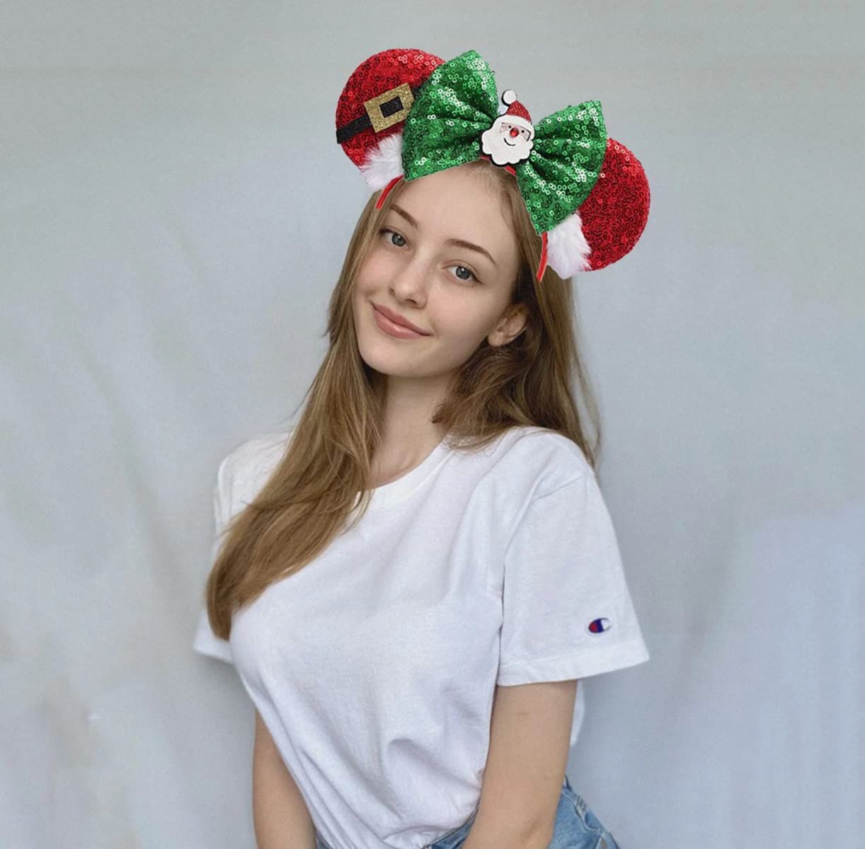 Christmas Decoration Headpiece Santa Mouse Ears Headband Christmas Eve view 4