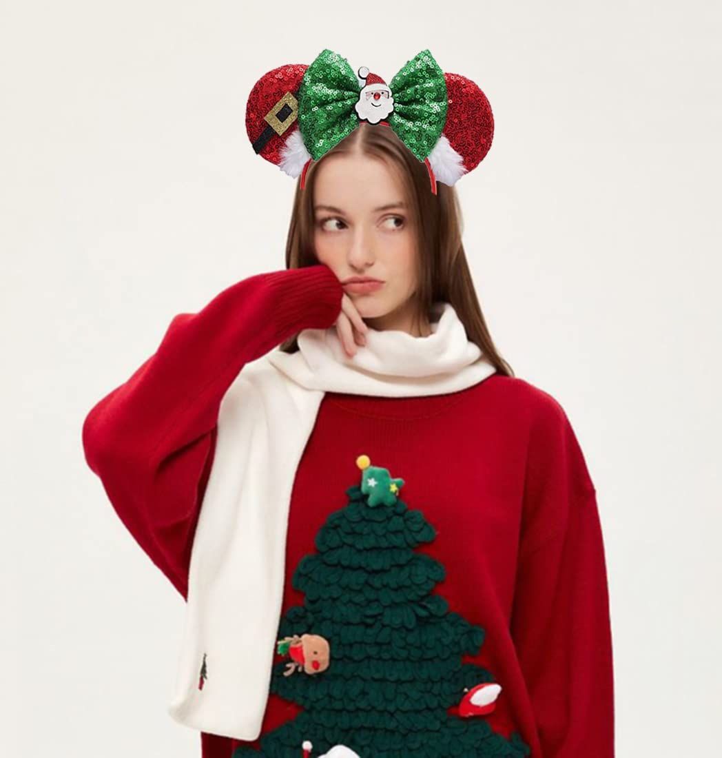 Christmas Decoration Headpiece Santa Mouse Ears Headband Christmas Eve view 5