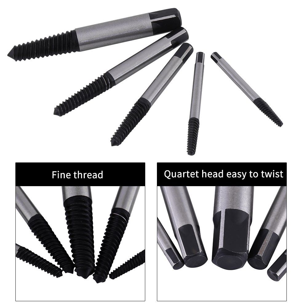 5 Pcs Screw Extractor Kit Damaged Broken Bolt Screw Remove Set Easy Take Out view 2