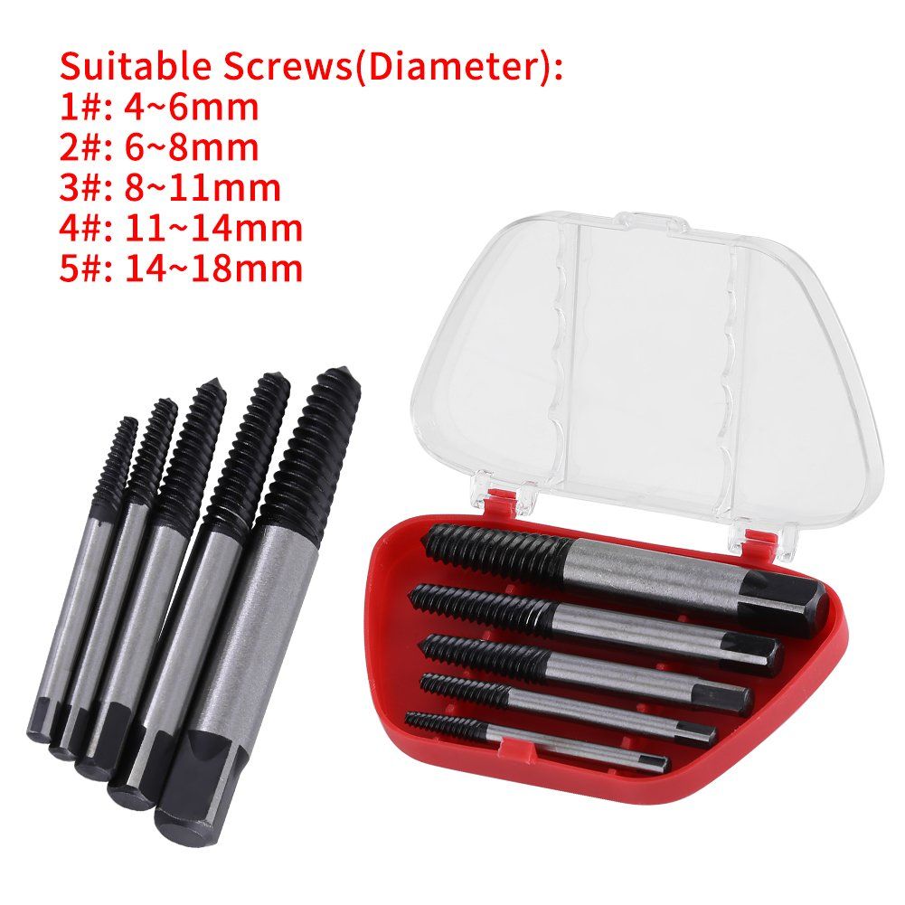 5 Pcs Screw Extractor Kit Damaged Broken Bolt Screw Remove Set Easy Take Out view 4