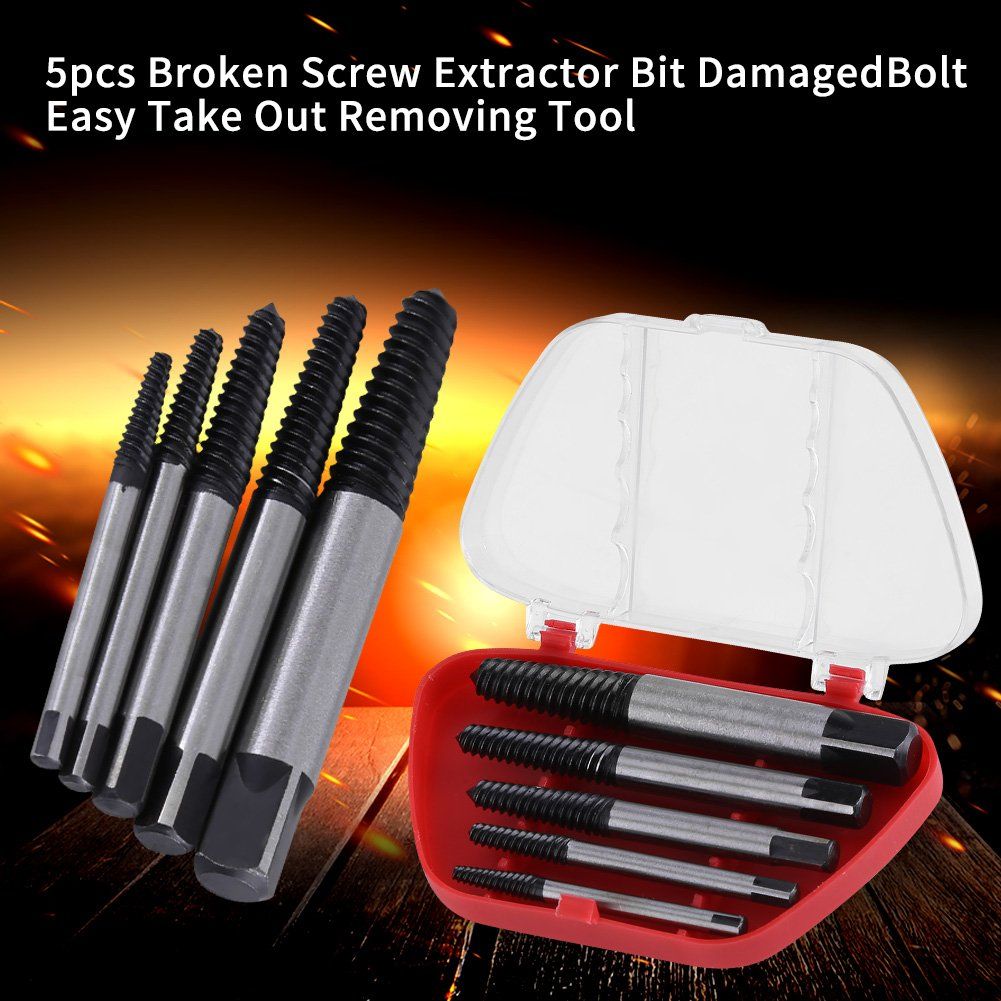 5 Pcs Screw Extractor Kit Damaged Broken Bolt Screw Remove Set Easy Take Out view 5