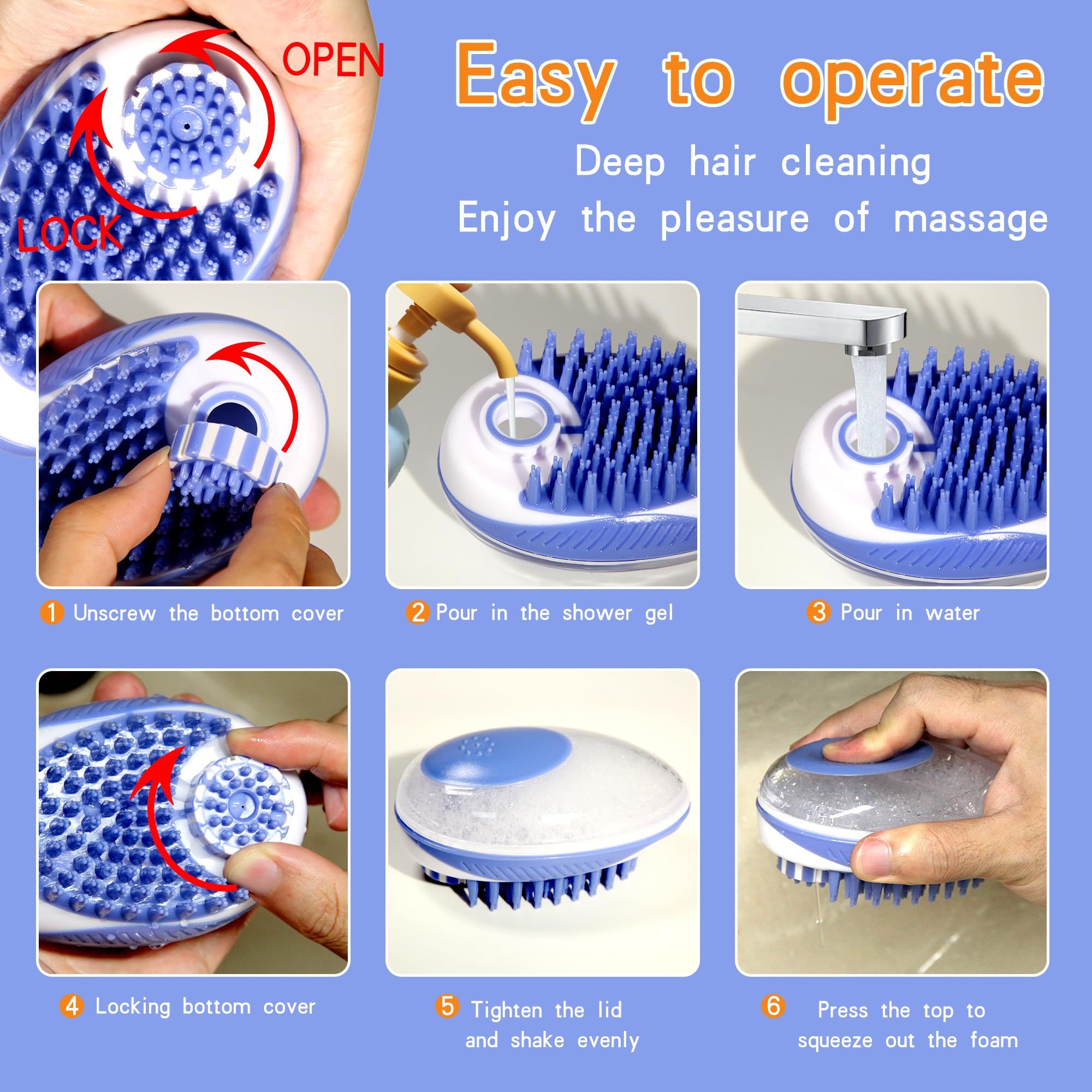 2-in-1 Bathing Massage Brush Dog Shampoo Cat Brush Dog Brush for Shedding hair view 5