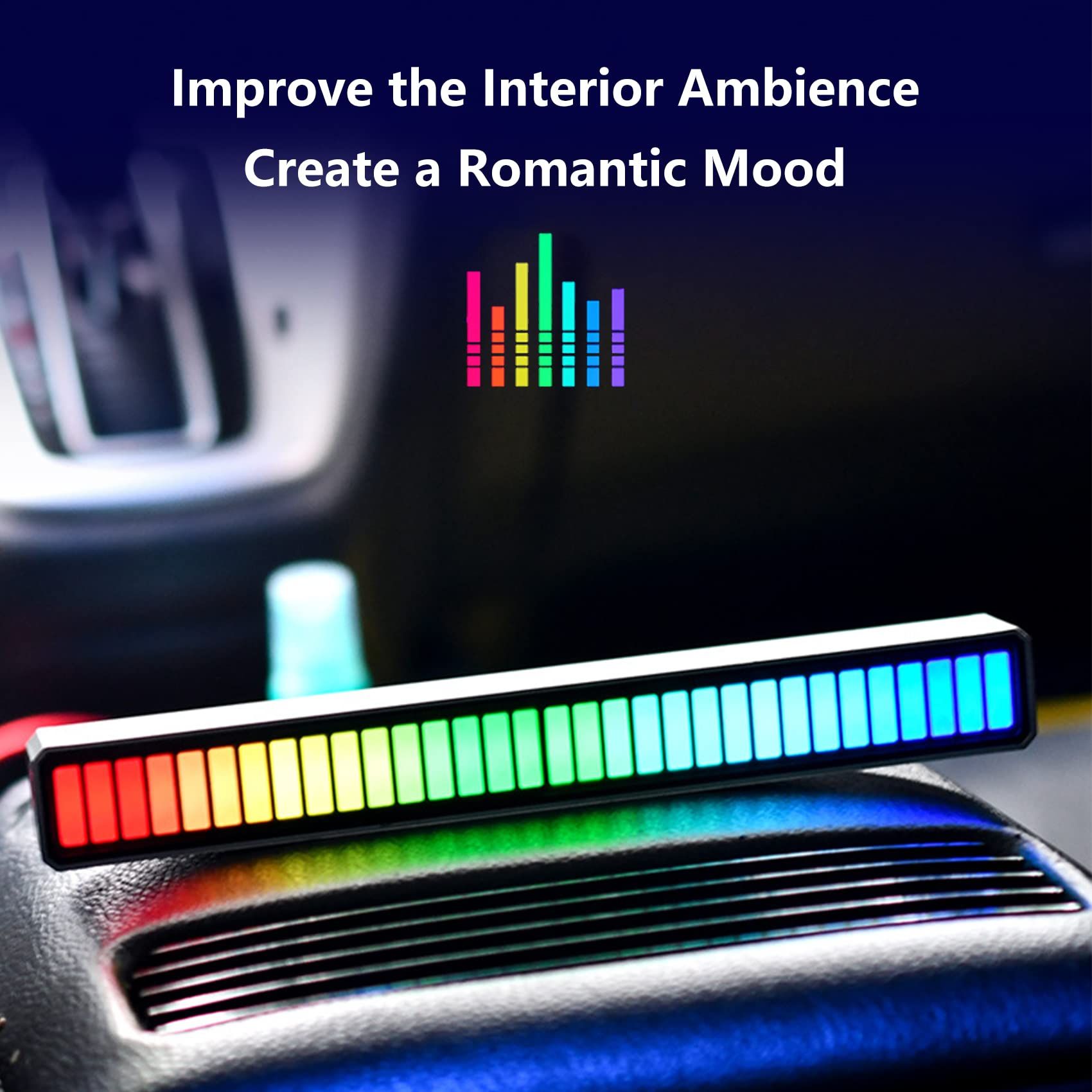 Sound Activated Lights LED Rhythm Light Bar 16 Colors Mode Voice Activated view 4