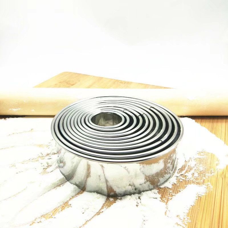 Round Cookie Biscuit Cutter Set 11 Circle Pastry Donut Doughnut Cutter Set view 2