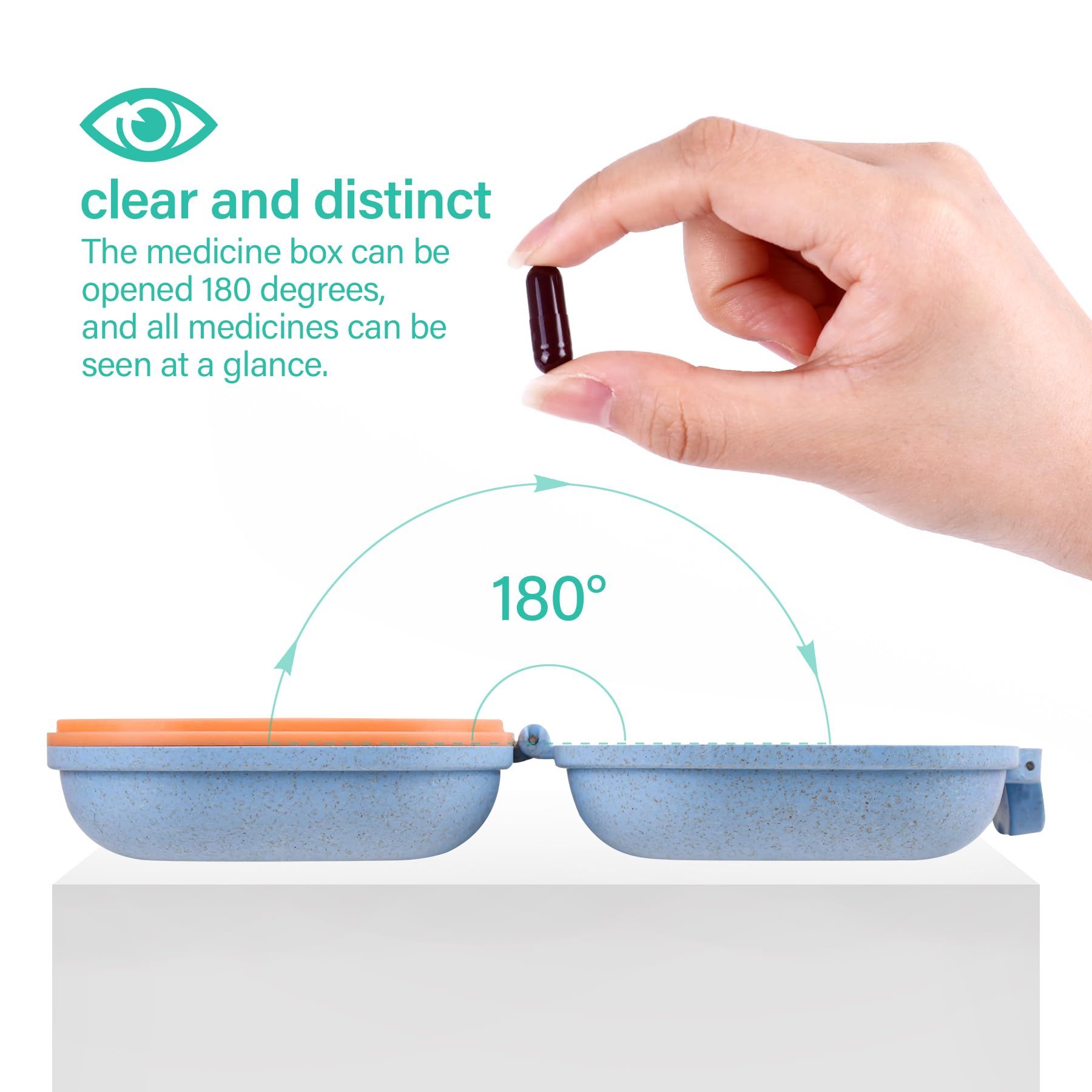 Travel Pill Organizer Small 7 Grid Compartments Pill Holder Box view 2