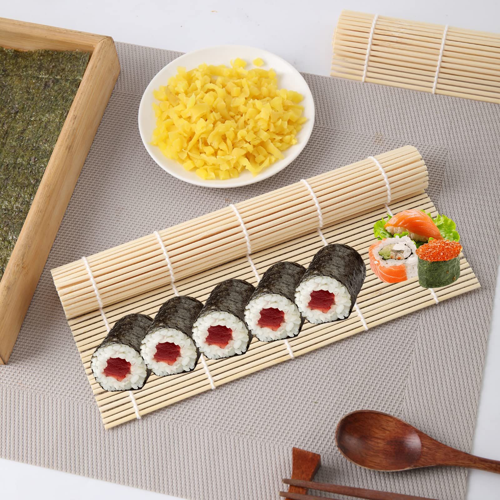 2 Pack Bamboo Sushi Rolling Mat Sushi maker Sushi roll maker Bamboo Sushi view 2