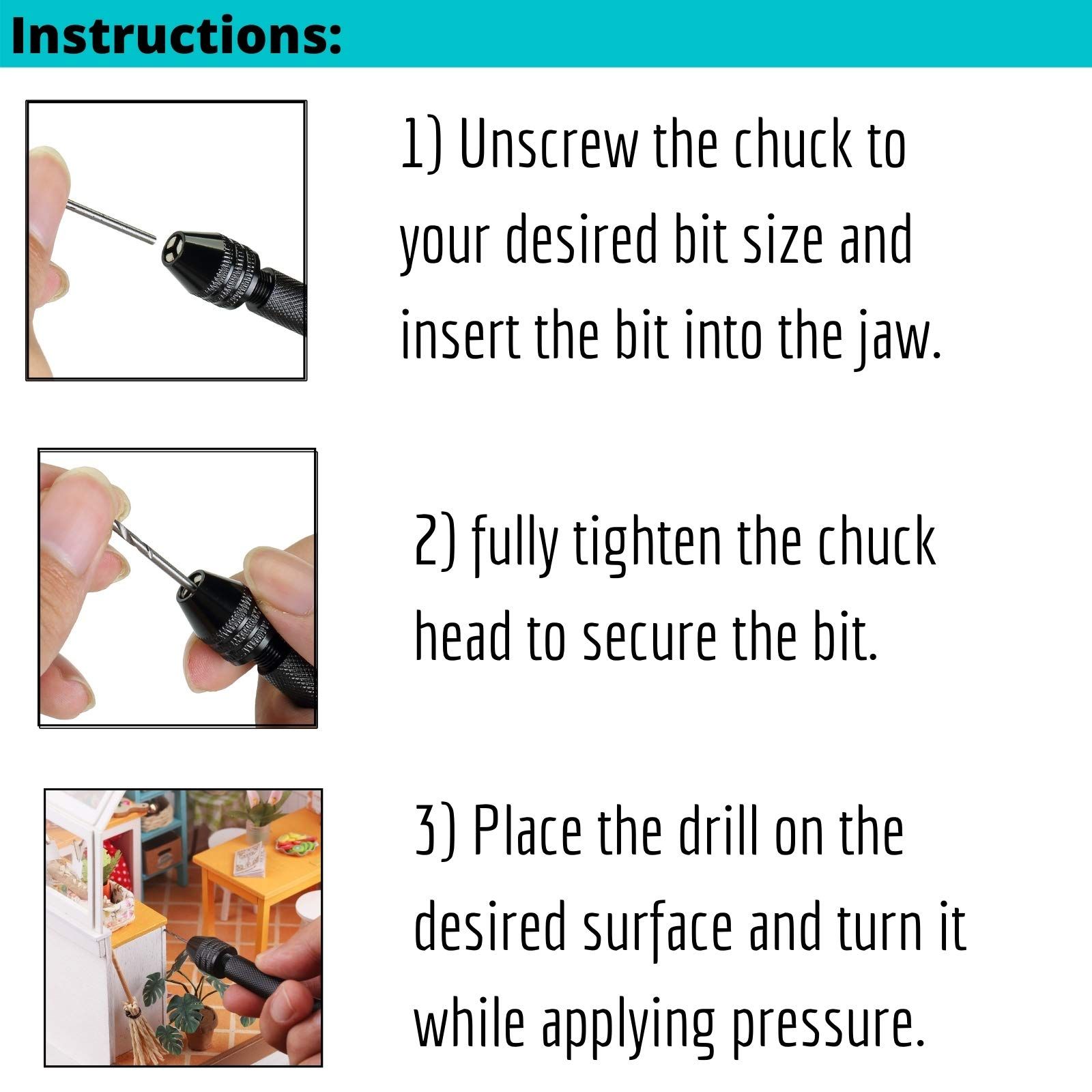 Hand Drill with 10 Drill Bits (0.6-2.0mm) view 3