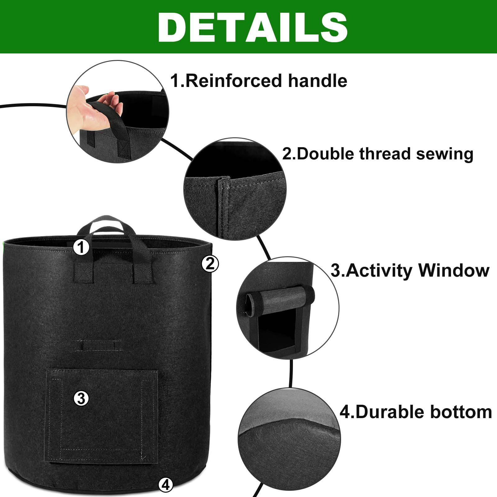 4-Pack Potato Grow Bags with Flap Window view 2