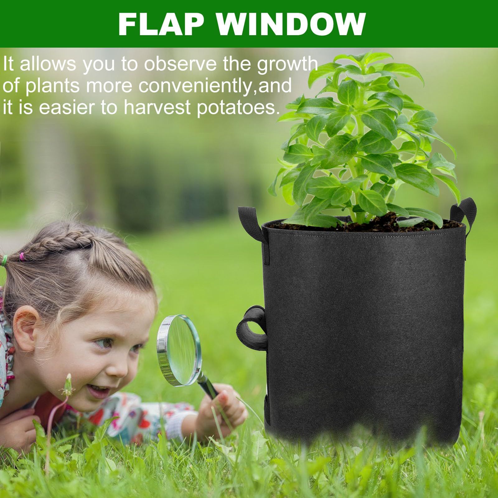 4-Pack Potato Grow Bags with Flap Window view 3