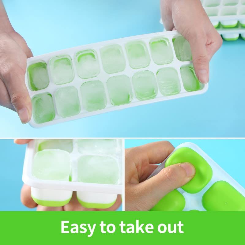 3 Pack, Reusable Silicone 14-Ice Cube Molds, Ice Tray with Spill-Resistant view 3