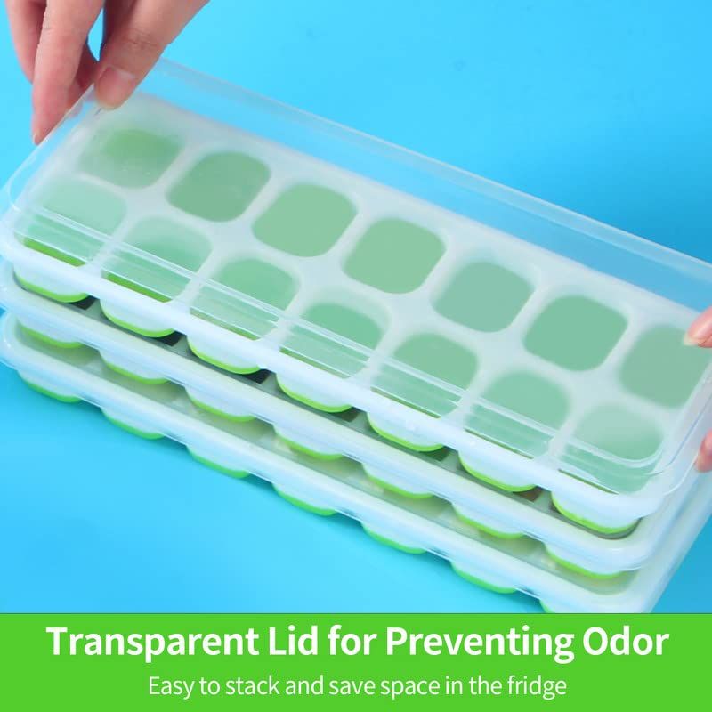 3 Pack, Reusable Silicone 14-Ice Cube Molds, Ice Tray with Spill-Resistant view 4