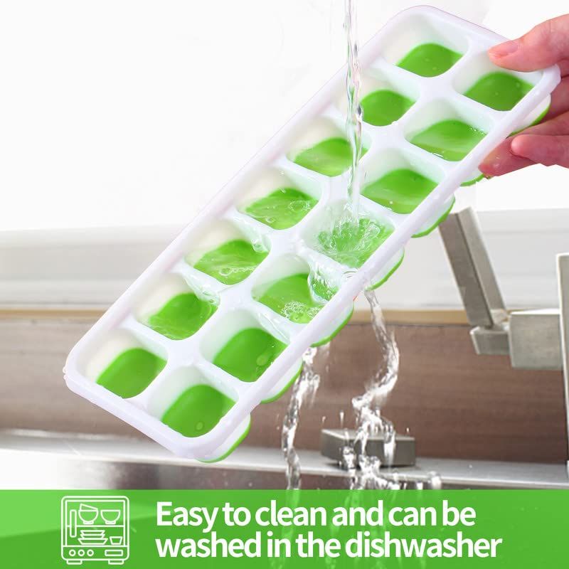 3 Pack, Reusable Silicone 14-Ice Cube Molds, Ice Tray with Spill-Resistant view 5
