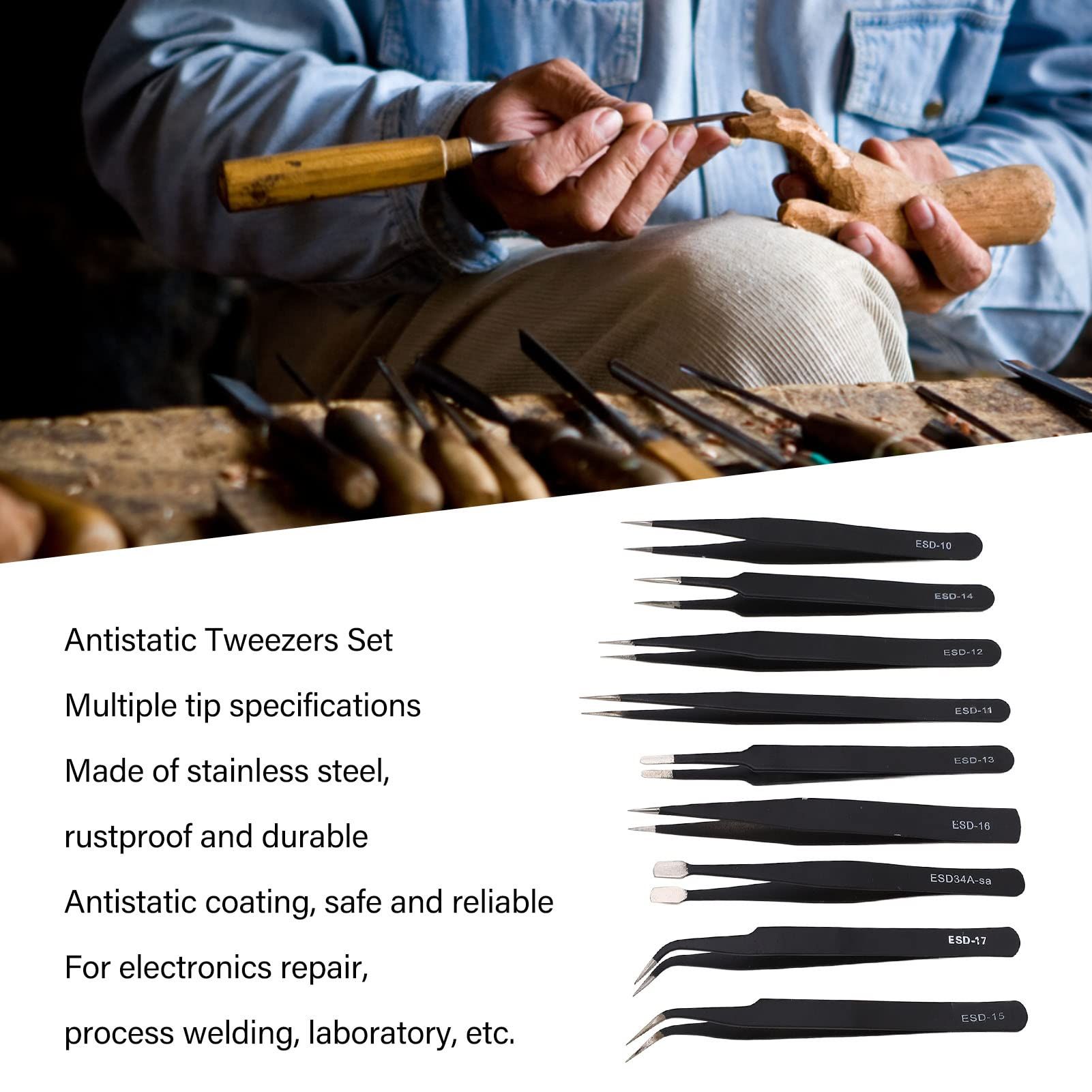 9 PCS Precision Tweezers Set view 3