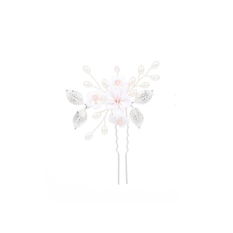 Flower Bride Wedding Hair Pins Silver Bridal Hair Pieces Pearl Hair