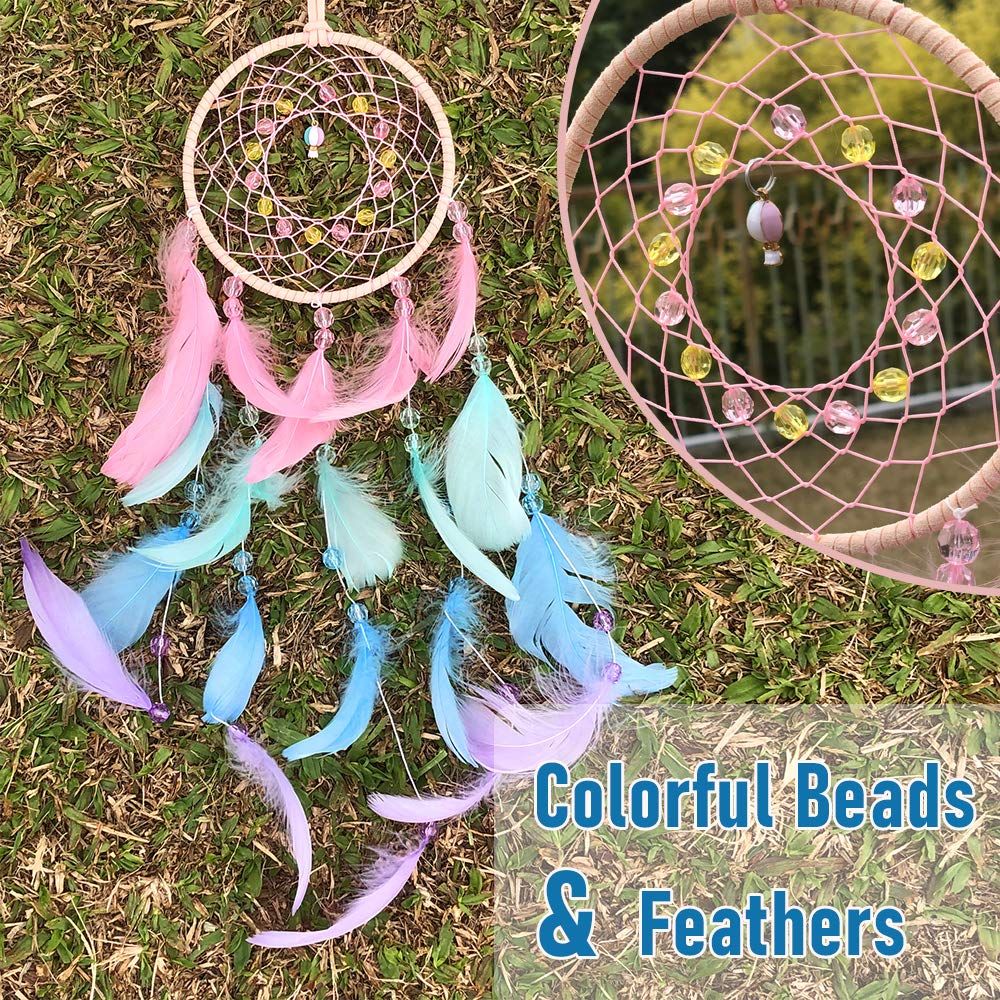 Colorful Dream Catchers, Handmade Feather Native American Circular Net for view 2