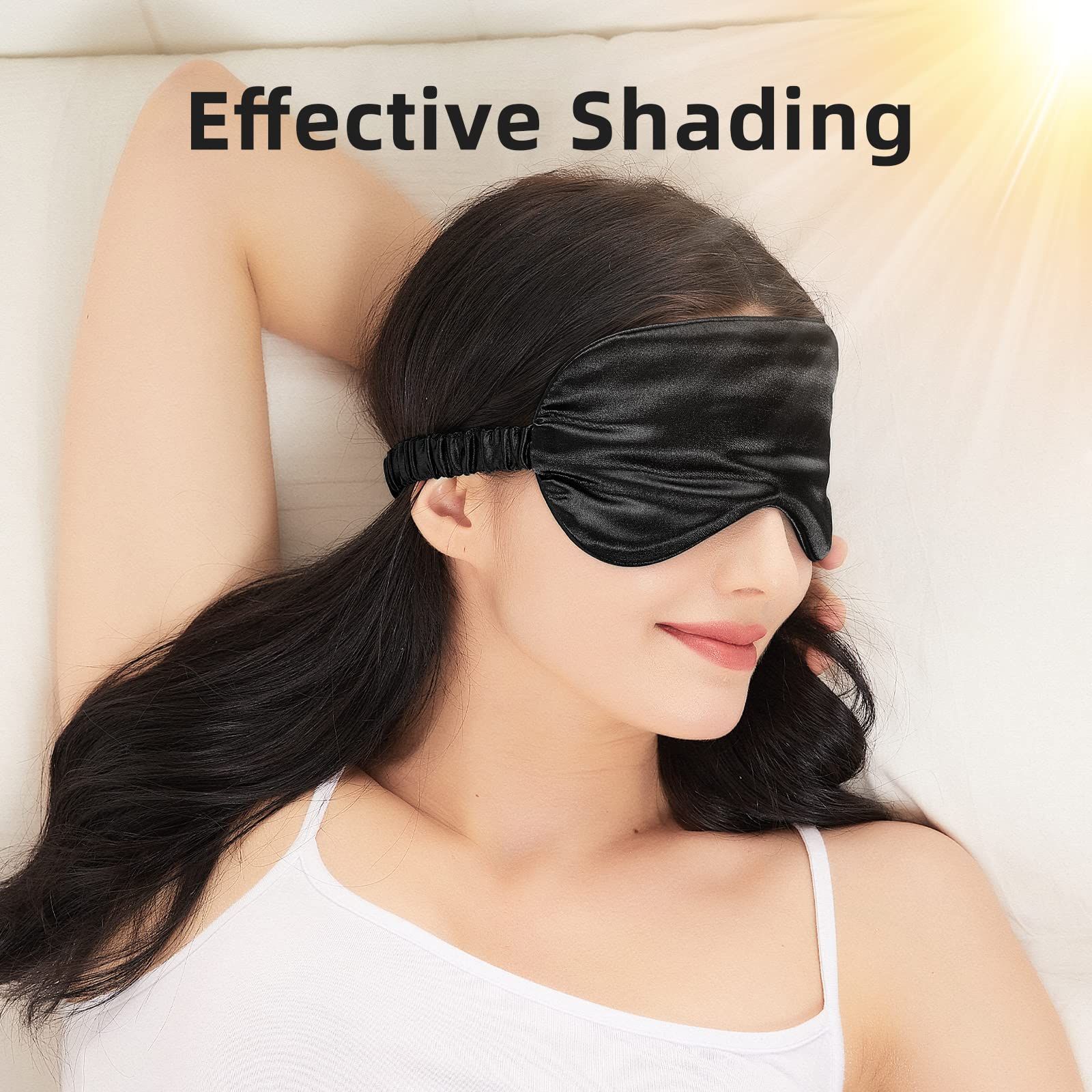2 Pack Sleep Masks Silky Soft Satin Eye Mask Cover for Women Men Effective view 2
