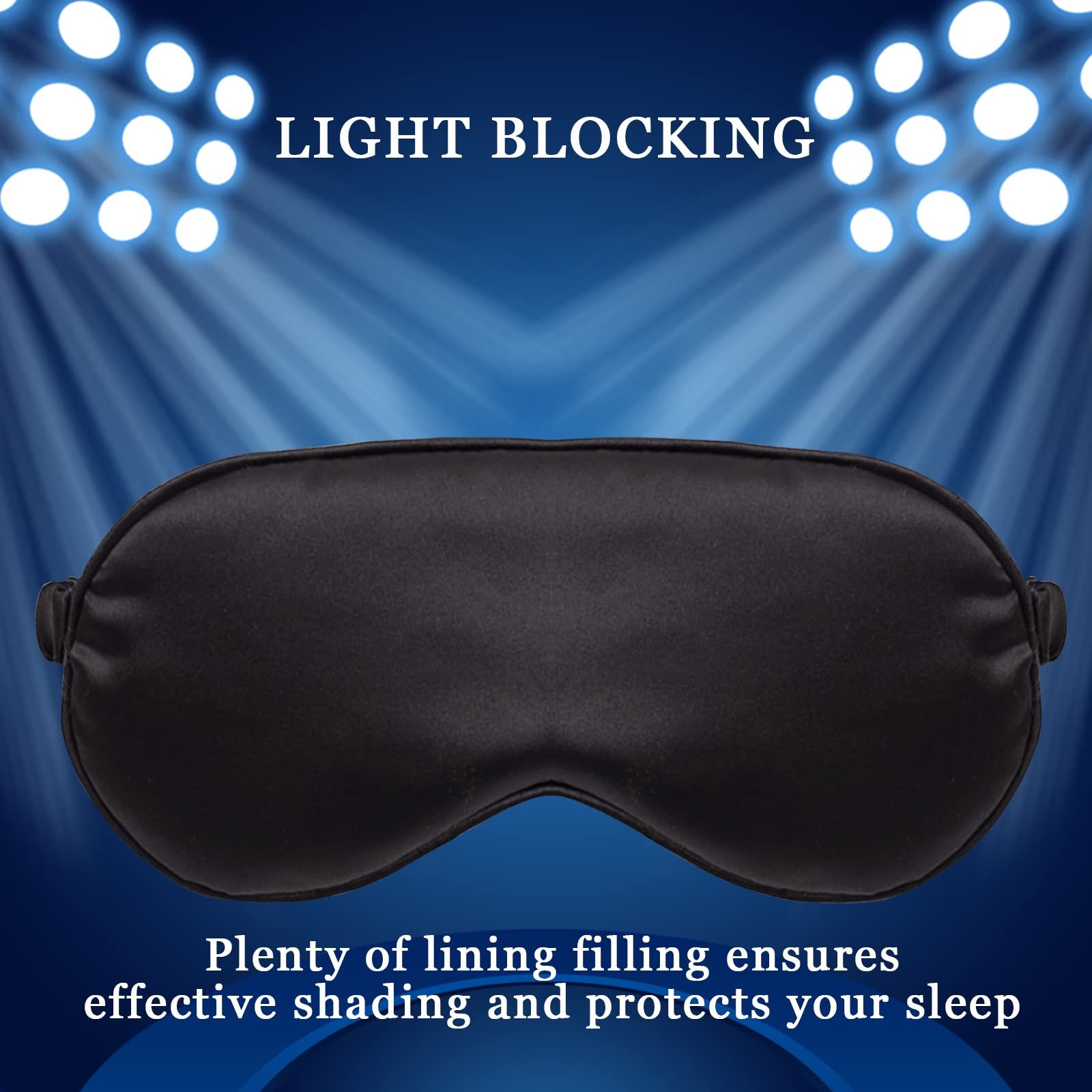 2 Pack Sleep Masks Silky Soft Satin Eye Mask Cover for Women Men Effective view 3