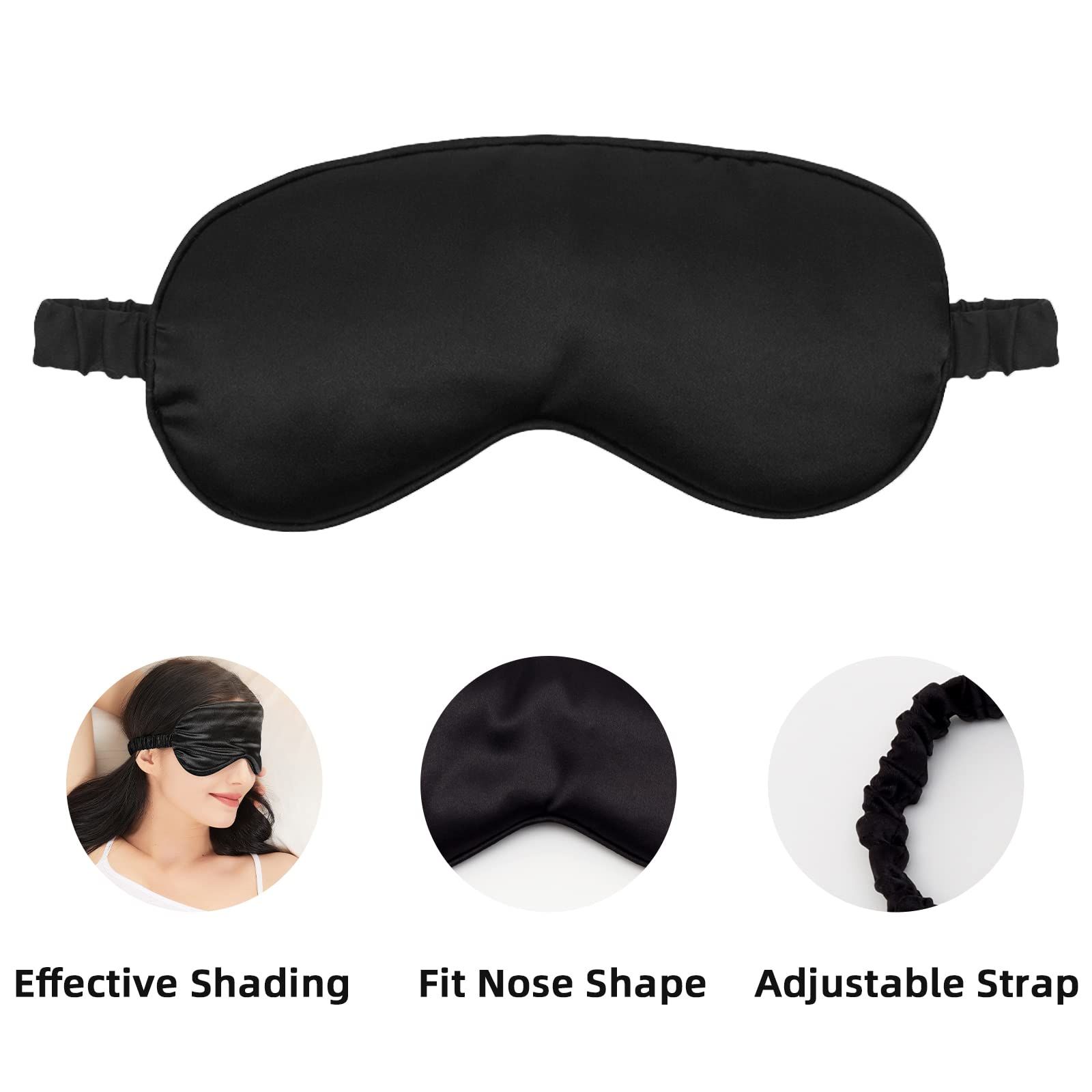 2 Pack Sleep Masks Silky Soft Satin Eye Mask Cover for Women Men Effective view 5