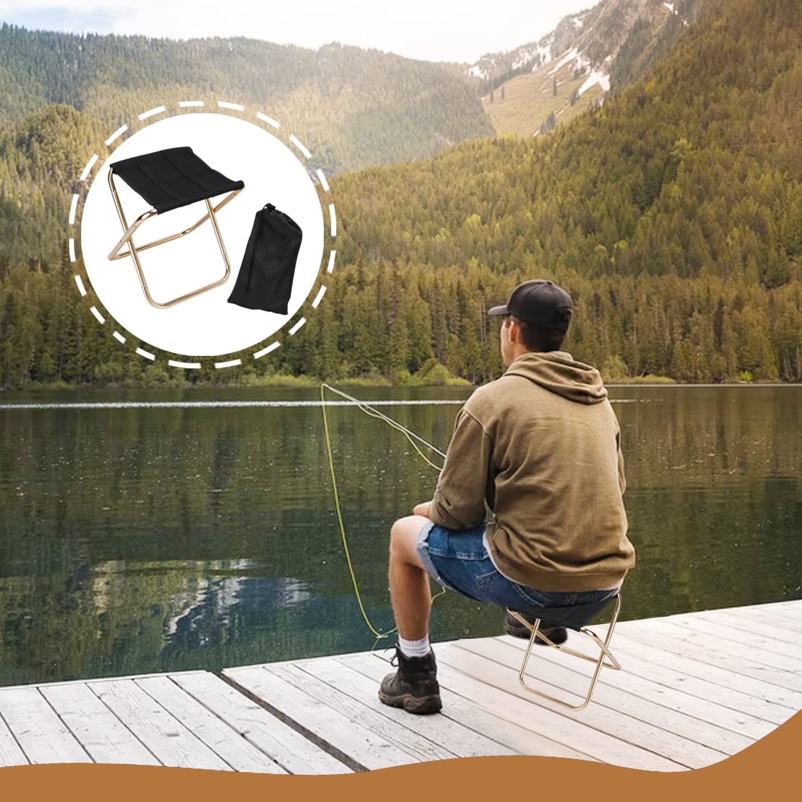 Mini Camp Stool Lightweight Folding Camping Stool Portable Outdoor Chair Foot view 2