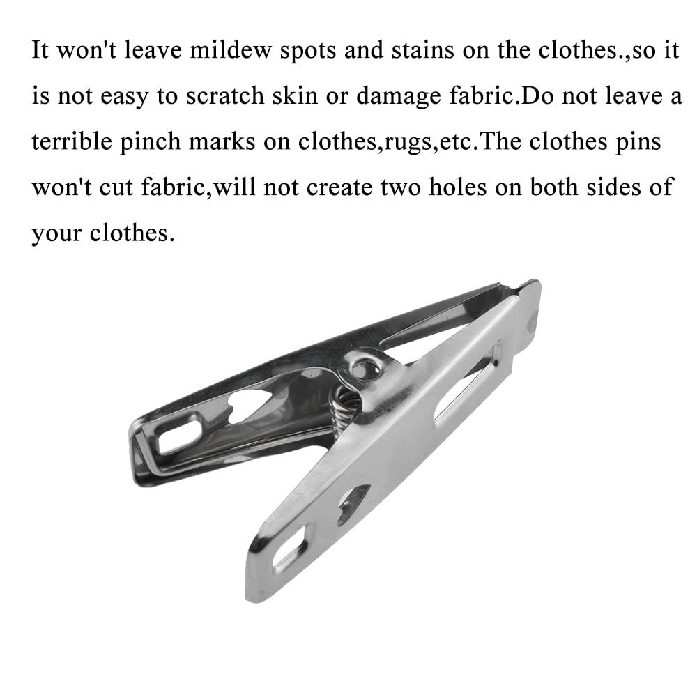 20 PCS Stainless Steel Clothespins Sock Clip Laundry 1.9inch Length with view 2
