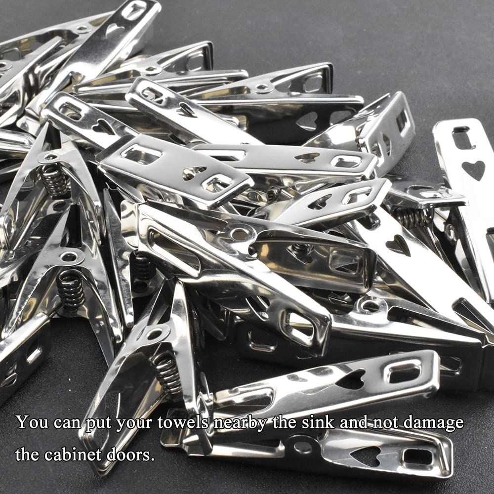 20 PCS Stainless Steel Clothespins Sock Clip Laundry 1.9inch Length with view 3