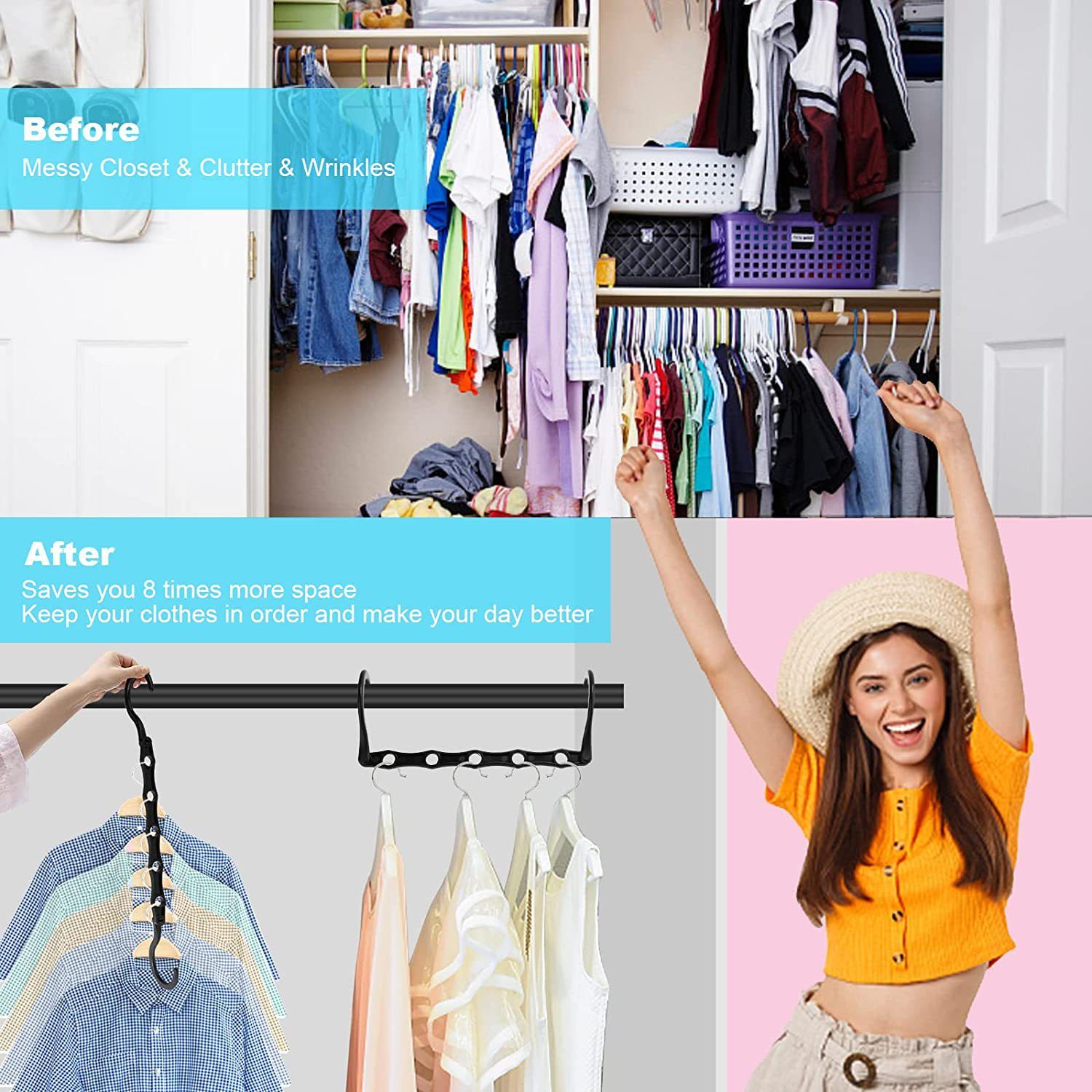 Space Saving Hangers for Clothes 10 Pack view 2