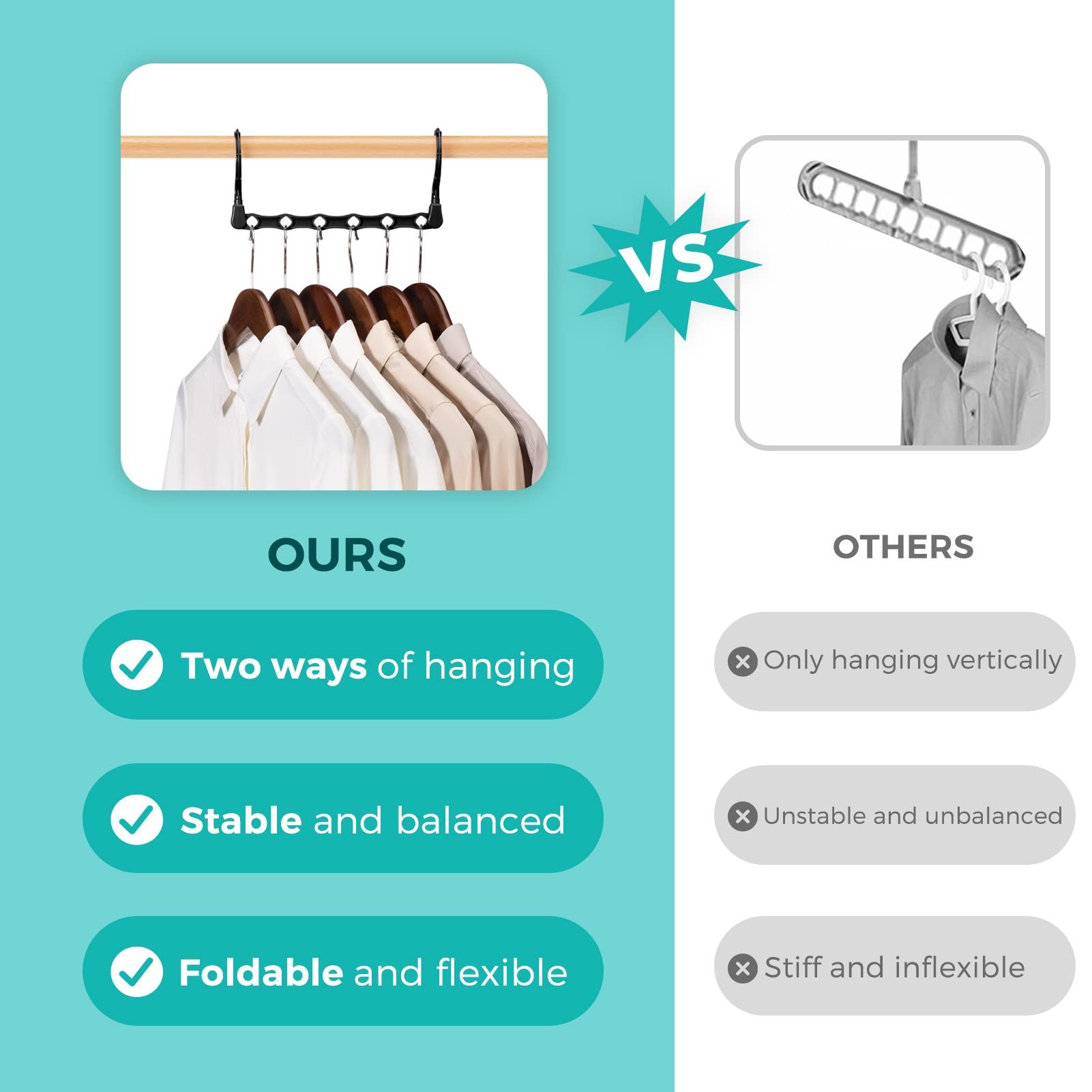 Space Saving Hangers for Clothes 10 Pack view 5