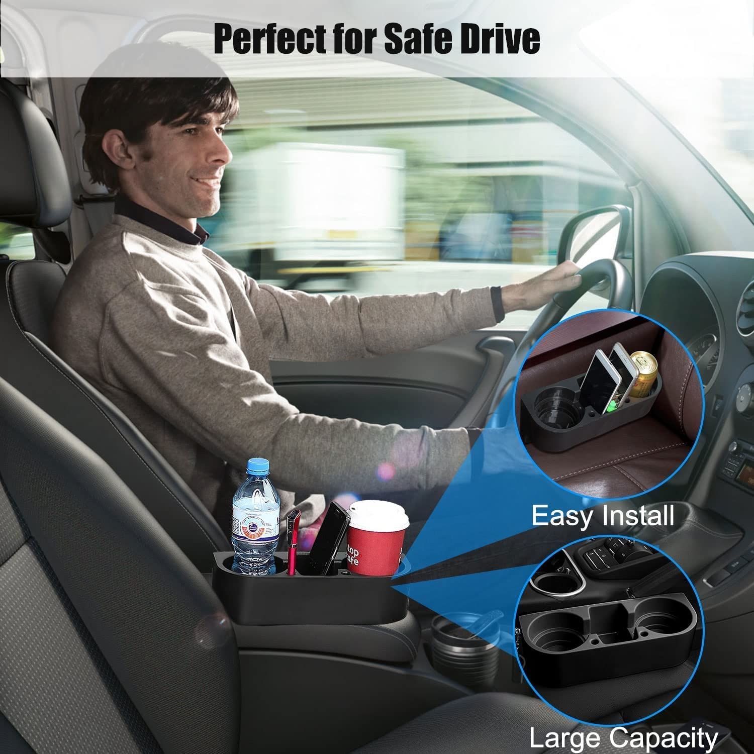 Car Cup Holder, Car Seat Seam Wedge Cup Holder, Cell Phone Holder, Food Drink view 4