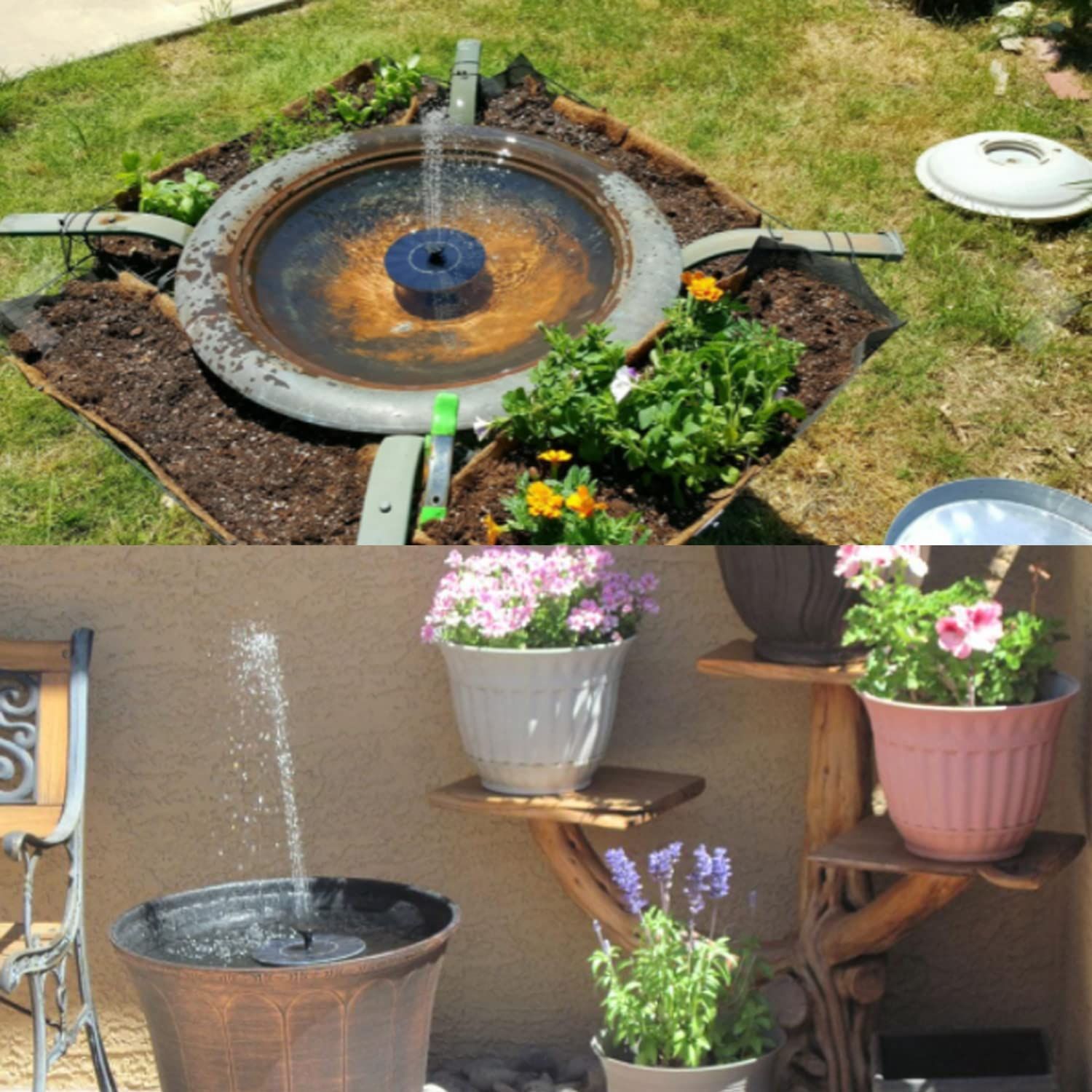 Solar Fountain, Solar Powered Bird Bath Fountain Pump with 6 Nozzles Solar view 4