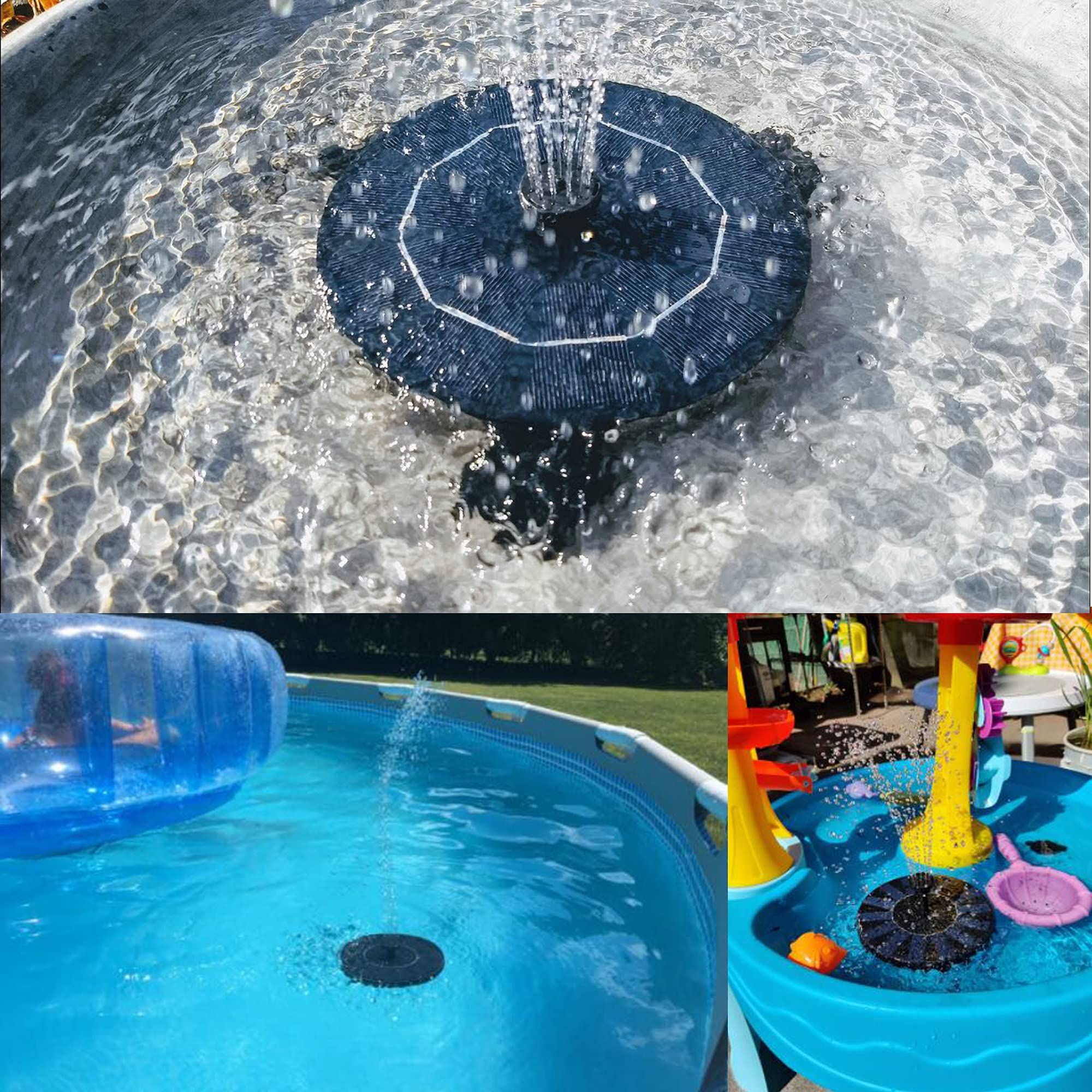 Solar Fountain, Solar Powered Bird Bath Fountain Pump with 6 Nozzles Solar view 5