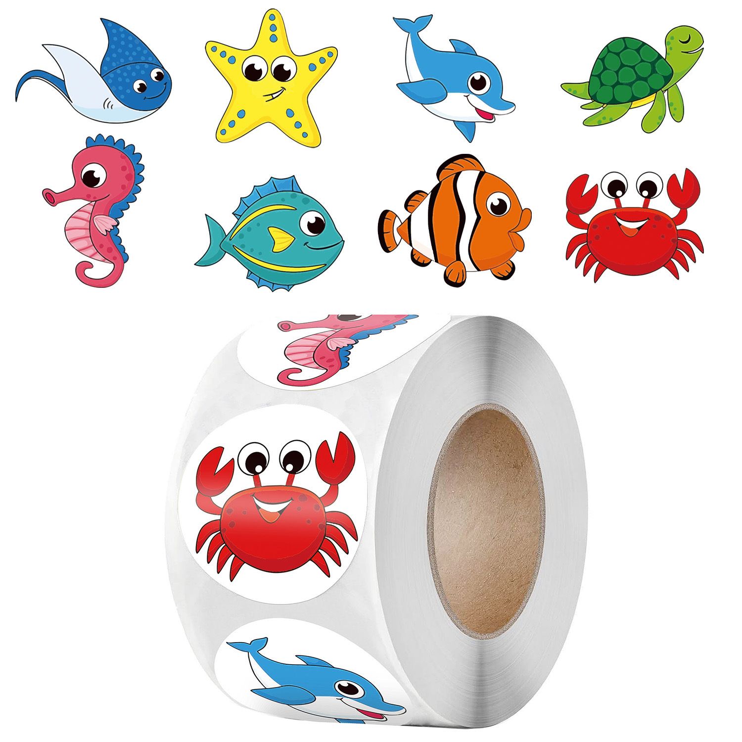 1000Pcs Round Marine Animals for Kids Teacher Reward Stickers School Supplies view 2