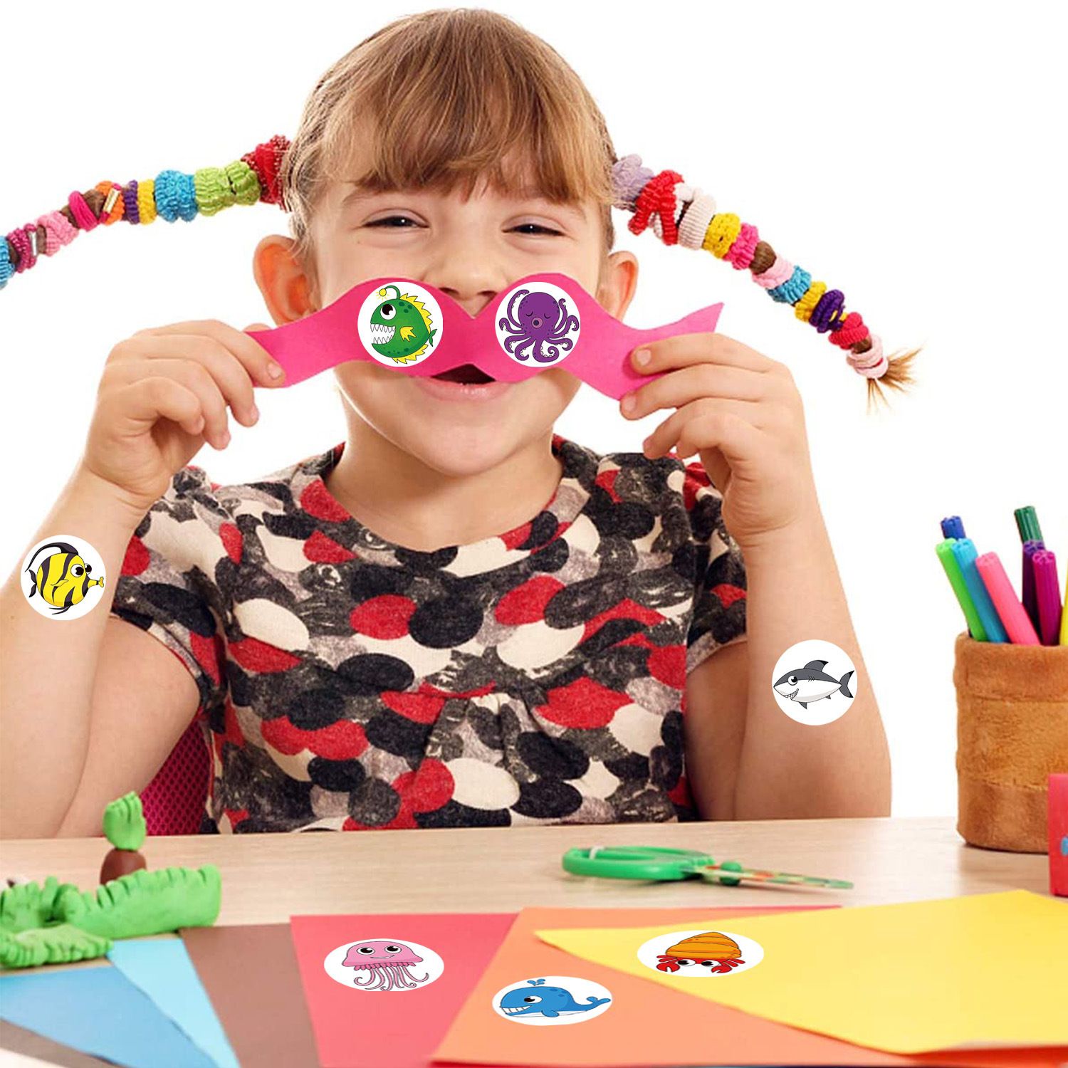 1000Pcs Round Marine Animals for Kids Teacher Reward Stickers School Supplies view 5