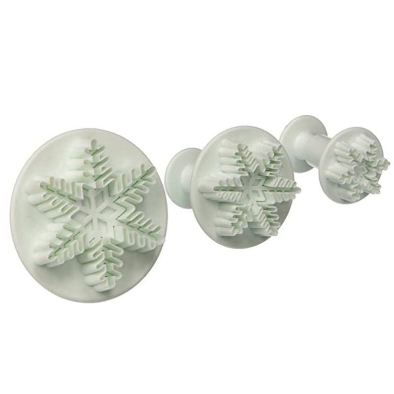 Set 3pcs Embossing Tool Snowflake Cutters for Cake Decorating Mini Plunger