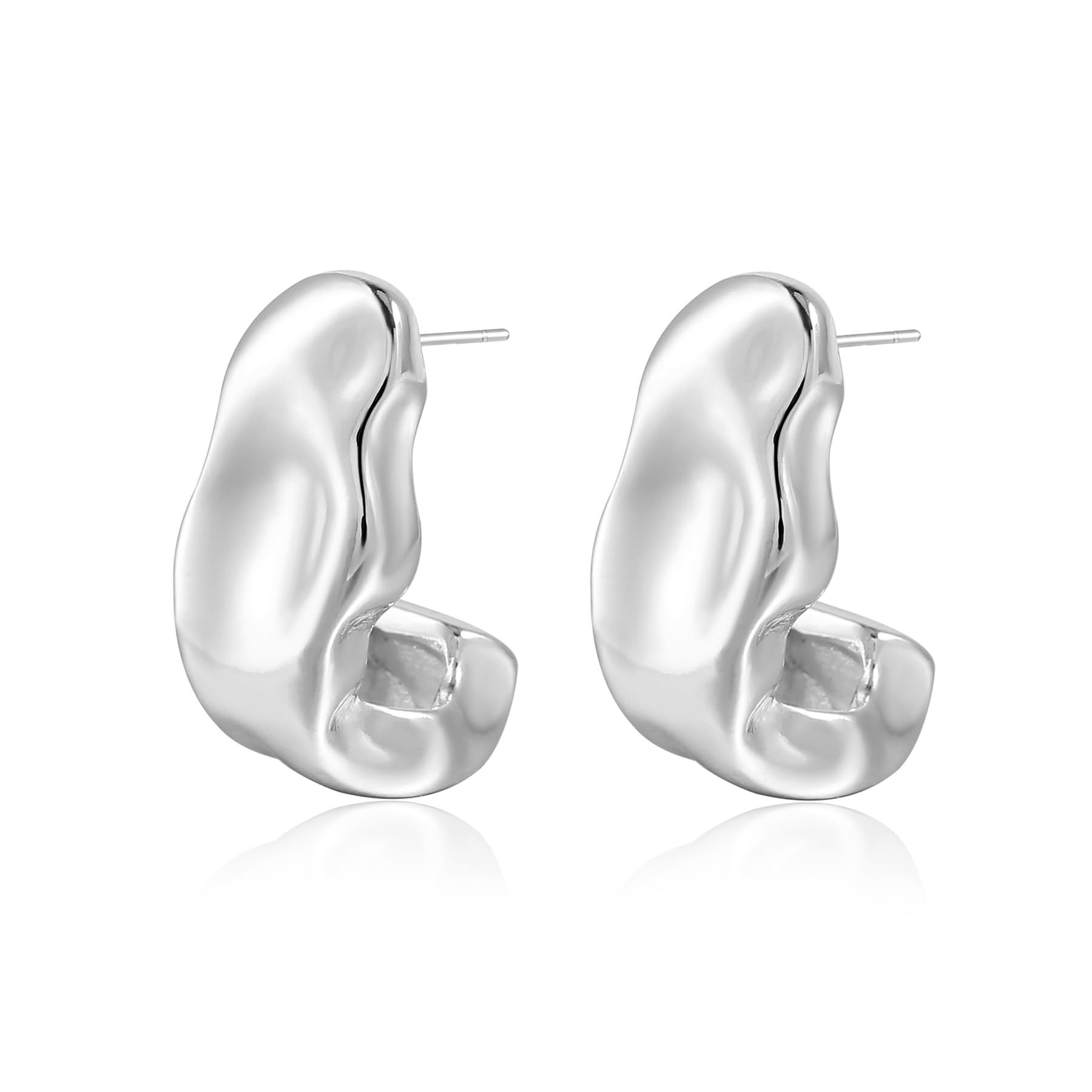 Earrings for Women Stainless Steel Gold Filled Lightweight Moon Hollow Open